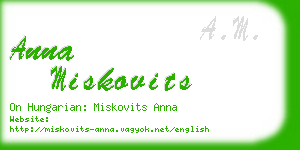 anna miskovits business card